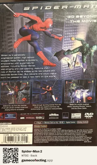 Spider-Man 2 PlayStation 2, NTSC box back