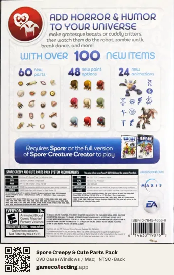 Spore Creepy & Cute Parts Pack Computer, NTSC box back