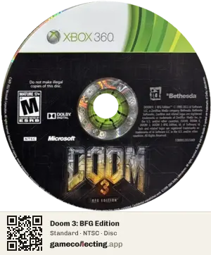 Doom 3: BFG Edition Xbox 360, NTSC disc