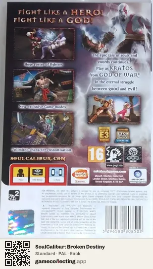 SoulCalibur: Broken Destiny PlayStation Portable, PAL box back