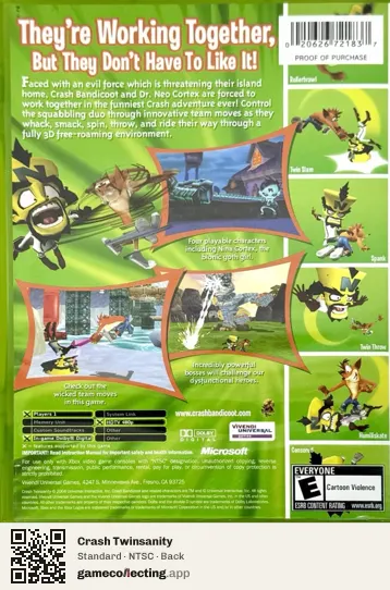 Crash Twinsanity Xbox, NTSC box back