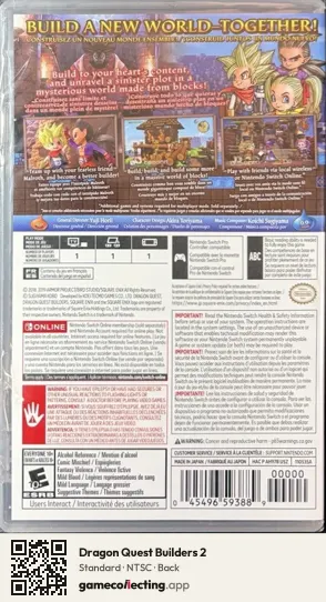 Dragon Quest Builders 2 Nintendo Switch, NTSC box back
