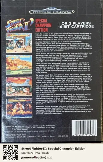 Street Fighter II': Special Champion Edition Sega Mega Drive / Genesis, PAL box back