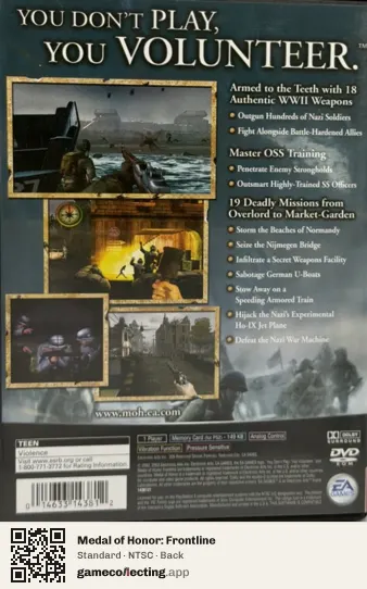 Medal of Honor: Frontline PlayStation 2, NTSC box back