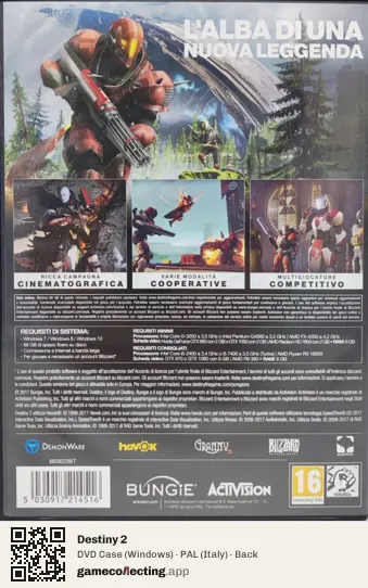 Destiny 2 Computer, Italy box back