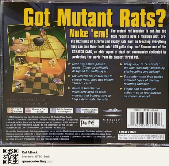 Rat Attack! PlayStation, NTSC box back