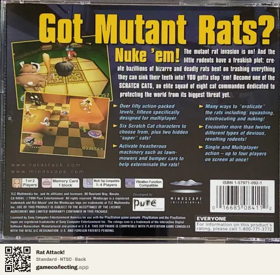 Rat Attack! PlayStation, NTSC box back