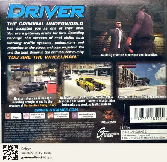 Driver PlayStation, NTSC box back