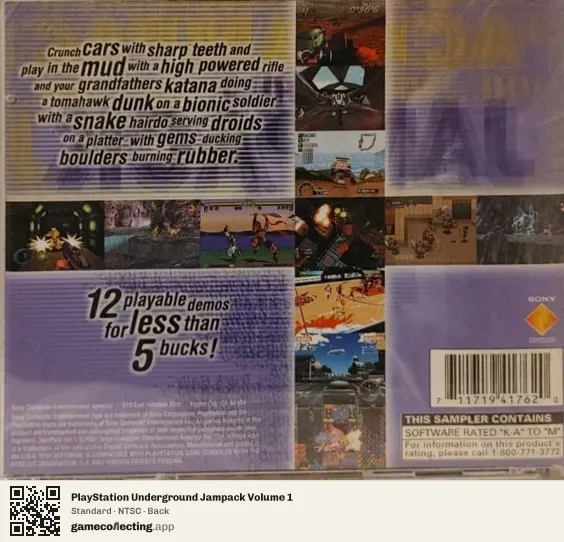 PlayStation Underground Jampack Volume 1 PlayStation, NTSC box back