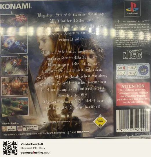 Vandal Hearts II PlayStation, PAL box back