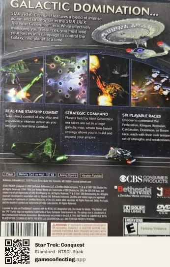 Star Trek: Conquest PlayStation 2, NTSC box back