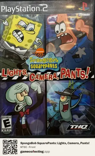 SpongeBob SquarePants: Lights, Camera, Pants! PlayStation 2, NTSC box front