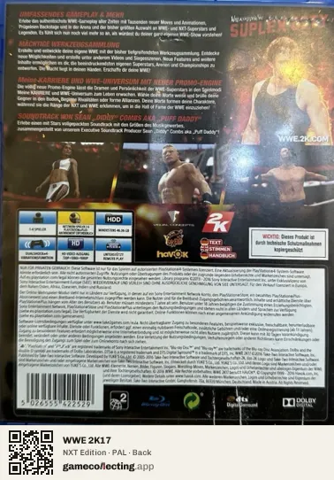 WWE 2K17 PlayStation 4, PAL box back