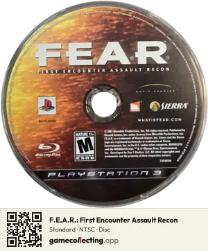 F.E.A.R.: First Encounter Assault Recon PlayStation 3, NTSC disc