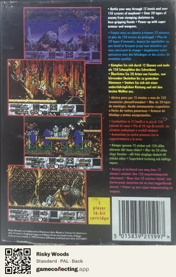 Risky Woods Sega Mega Drive / Genesis, PAL box back