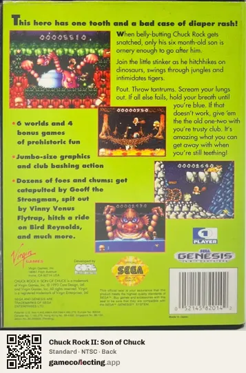 Chuck Rock II: Son of Chuck Sega Mega Drive / Genesis, NTSC box back