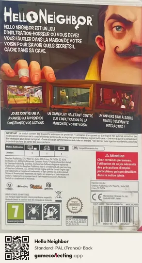 Hello Neighbor Nintendo Switch, France box back