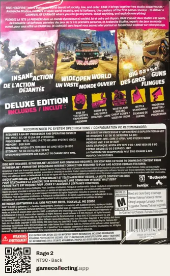 Rage 2 Computer, NTSC box back