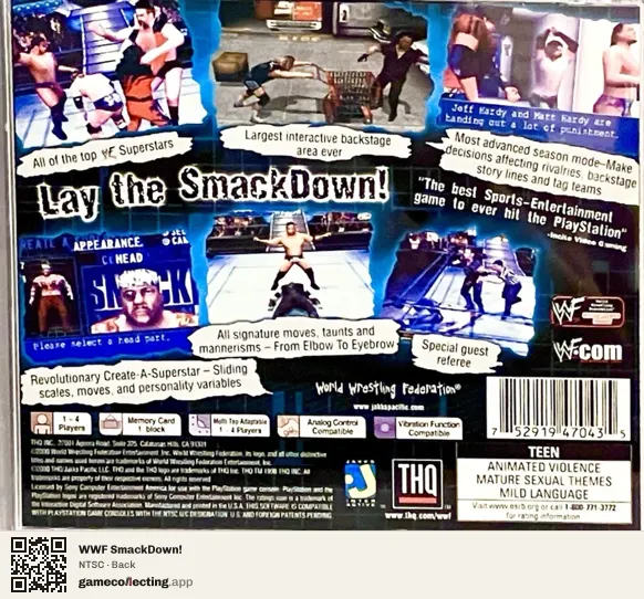 WWF SmackDown! PlayStation, NTSC box back
