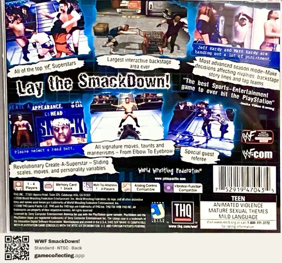 WWF SmackDown! PlayStation, NTSC box back