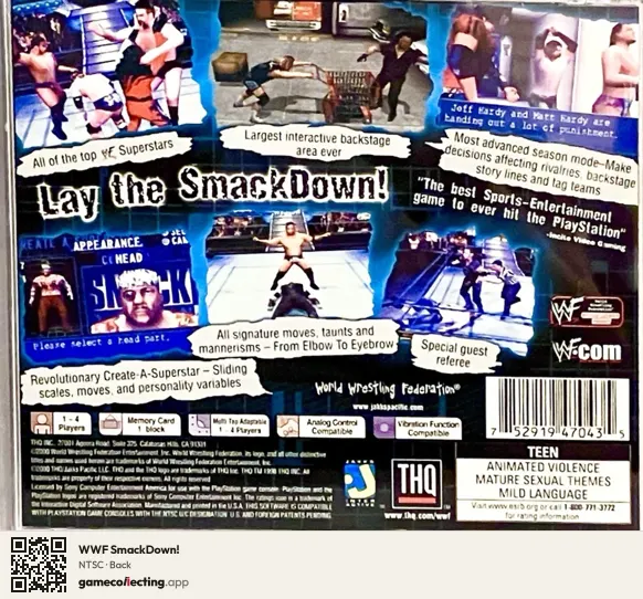 WWF SmackDown! PlayStation, NTSC box back