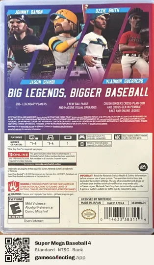 Super Mega Baseball 4 Nintendo Switch, NTSC box back