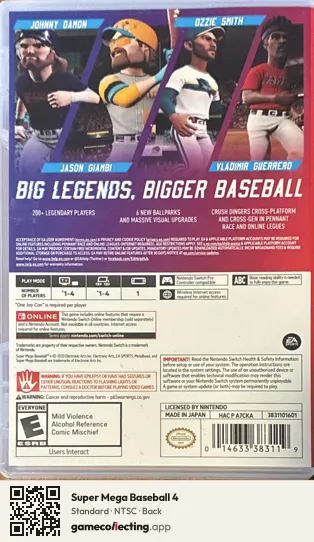 Super Mega Baseball 4 Nintendo Switch, NTSC box back