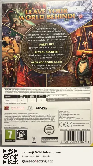 Jumanji: Wild Adventures Nintendo Switch, PAL box back