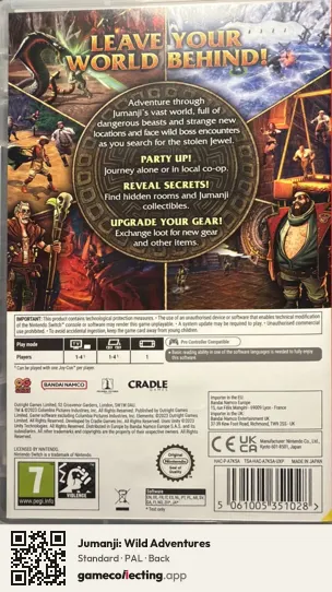 Jumanji: Wild Adventures Nintendo Switch, PAL box back