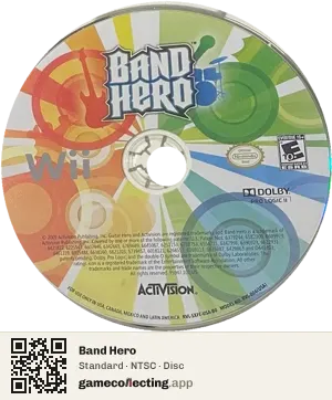 Band Hero Nintendo Wii, NTSC disc