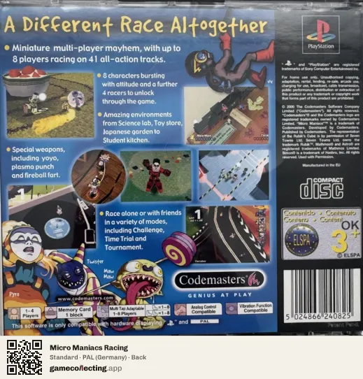 Micro Maniacs Racing PlayStation, Germany box back