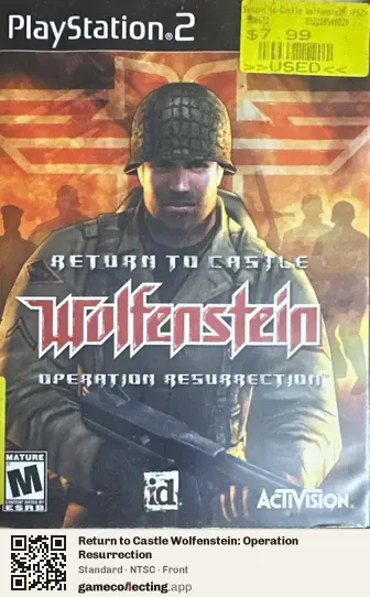 Return to Castle Wolfenstein: Operation Resurrection PlayStation 2, NTSC box front