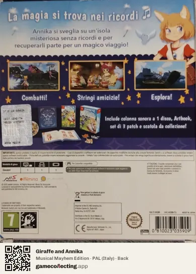 Giraffe and Annika Nintendo Switch, Italy box back