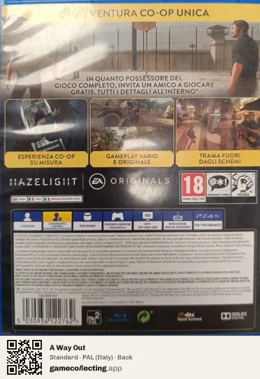 A Way Out PlayStation 4, Italy box back