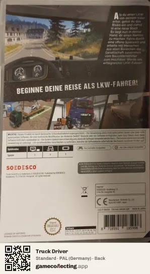 Truck Driver Nintendo Switch, Germany box back