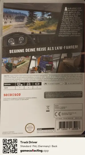 Truck Driver Nintendo Switch, Germany box back