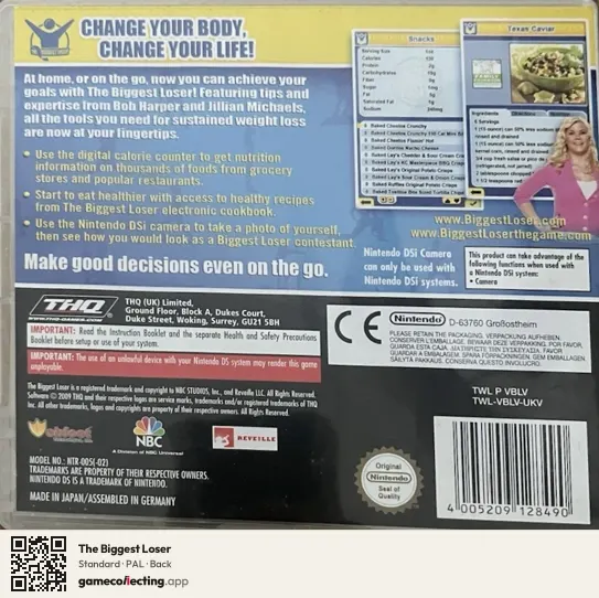 The Biggest Loser Nintendo DS, PAL box back