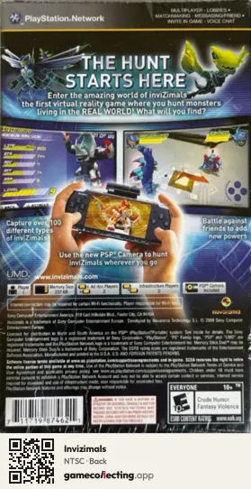 Invizimals PlayStation Portable, NTSC box back
