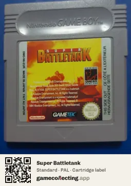 Super Battletank Game Boy, PAL cartridge label