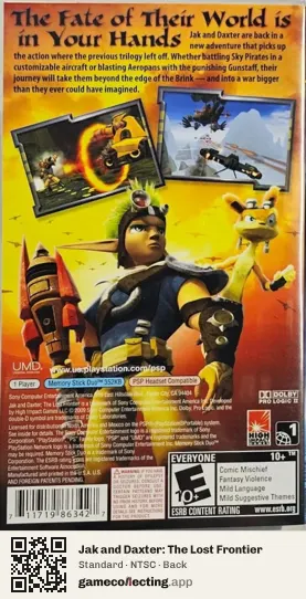 Jak and Daxter: The Lost Frontier PlayStation Portable, NTSC box back