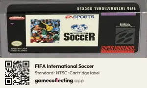FIFA International Soccer Super Nintendo Entertainment System, NTSC cartridge label