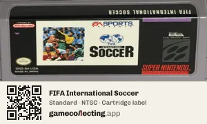 FIFA International Soccer Super Nintendo Entertainment System, NTSC cartridge label