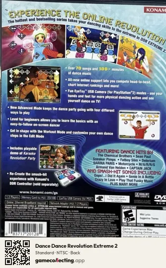 Dance Dance Revolution Extreme 2 PlayStation 2, NTSC box back