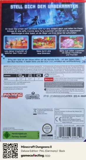 Minecraft Dungeons II Nintendo Switch 2, Germany box back