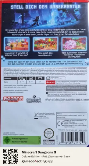 Minecraft Dungeons II Nintendo Switch 2, Germany box back