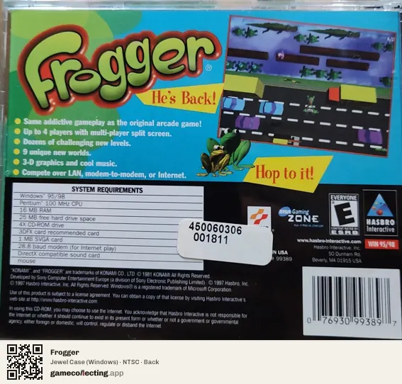 Frogger Computer, NTSC box back