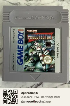 Operation C Game Boy, PAL cartridge label