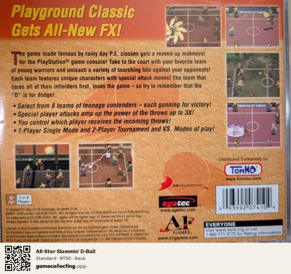 All-Star Slammin' D-Ball PlayStation, NTSC box back