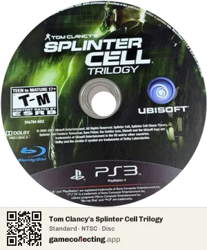 Tom Clancy's Splinter Cell Trilogy PlayStation 3, NTSC disc