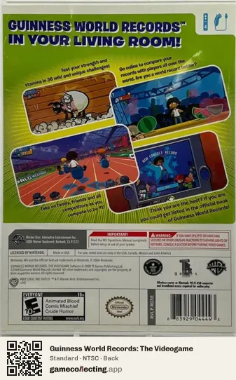 Guinness World Records: The Videogame Nintendo Wii, NTSC box back